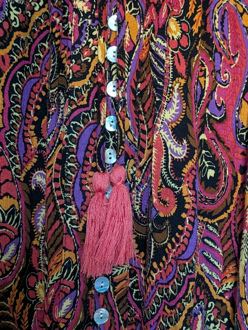 ♥️ Cynthia Rowley M Skirt Bohemian Paisley Maxi Boho Granola Festival colors - Picture 5 of 12